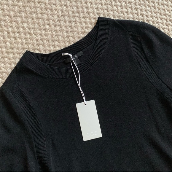 COS Black Linen Blend Crewneck Knit Sweater | XS | NWT |Minimalist - Picture 7 of 13